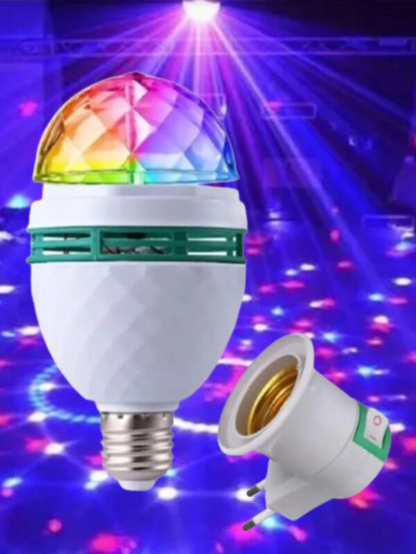 Lâmpada Giratória Colorida Led Bola Maluca Rgb + Adaptador Tomada