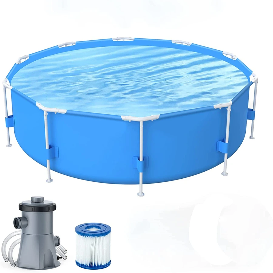 10ft x 30in Outdoor Round Frame Above Ground Swimming Pool Set with ...