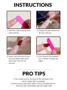 使用24入組長方形素色全覆蓋假指甲套裝變得迷人 - 紫色 - 查看 4