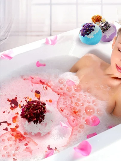 1 件花瓣图案沐浴球浴室装饰秋季装饰浴室配件返校季