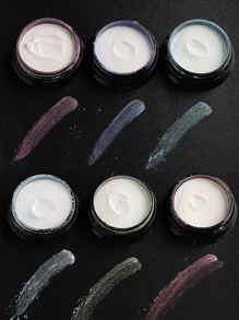 FULL BEAUTY 6瓶裝指甲粉顏料珠光白塗擦美甲閃粉鍍鉻極光美甲裝飾品 - 白色 - 查看 5