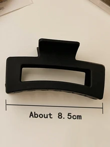 3入組女士實色方形和直形時尚髮卡，日常裝飾休閒必備 - 黑色 - 查看 3