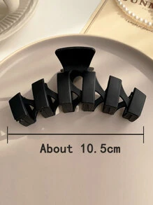 3入組女士實色方形和直形時尚髮卡，日常裝飾休閒必備 - 黑色 - 查看 5