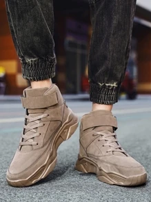 男士字母圖案魔術貼帶運動鞋,運動戶外運動鞋 - 卡其色 - 查看 3