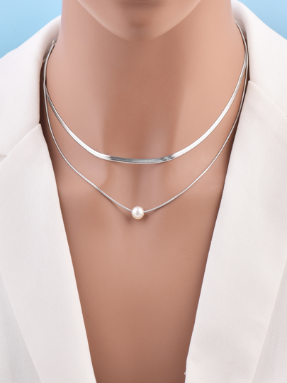 2 Piezas/set Collar De Decoración De Perlas Sintéticas