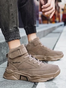 男士字母圖案魔術貼帶運動鞋,運動戶外運動鞋 - 卡其色 - 查看 7