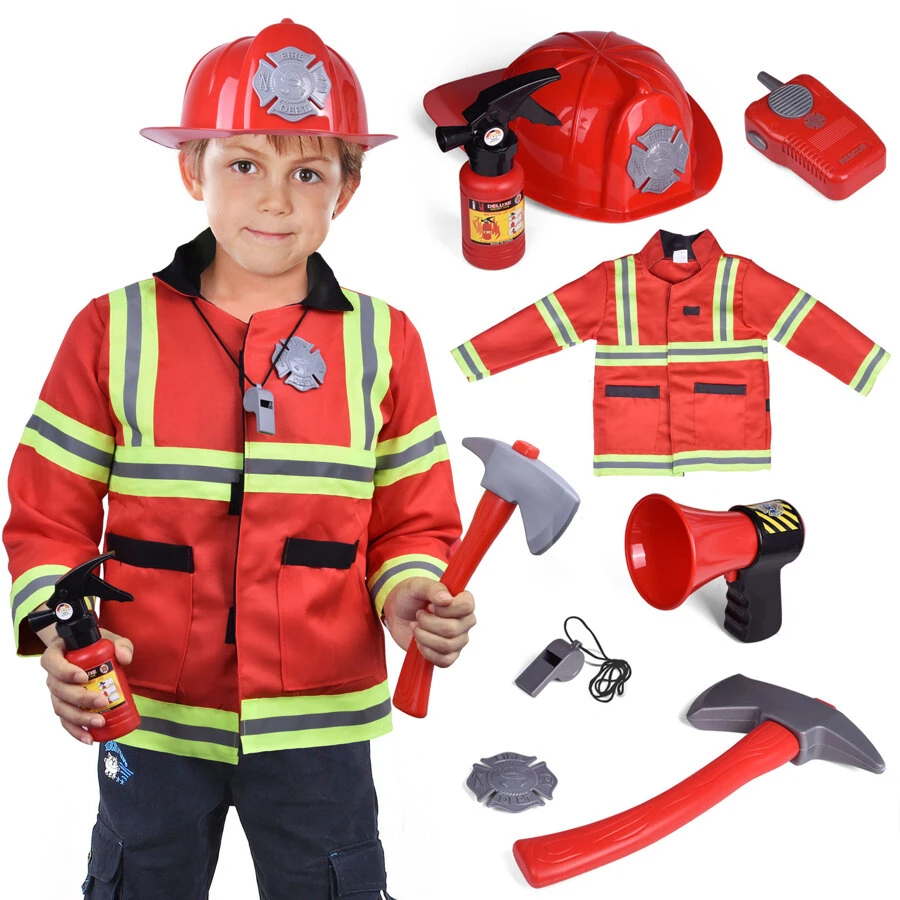 FUN LITTLE TOYS Firefighter Costume and Play Set - Multicolor - View 1