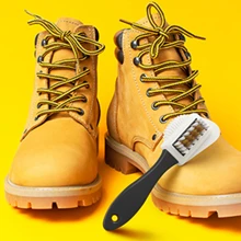 1入/2入/3入組翻毛皮鞋子清潔刷4面清潔和刷新刷，使用黃銅和尼龍毛刷對翻毛皮革製品進行清潔 - 黑與白 - 查看 7