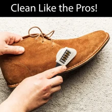 1入/2入/3入組翻毛皮鞋子清潔刷4面清潔和刷新刷，使用黃銅和尼龍毛刷對翻毛皮革製品進行清潔 - 黑與白 - 查看 5