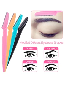 Afeitadora con cuchilla para recortar cejas azul de 3 piezas, maquinilla de afeitar portátil para depilación facial, herramienta de afeitado segura, pinzas para cejas para maquillaje de mujer,pinceles de maquillaje brochas para maquillaje cepillo maquillaje pincel maquillaje pinceles para maquillaje brochas maquillaje pinceles maquillaje cepillo maquillaje - Azul - Ver 2