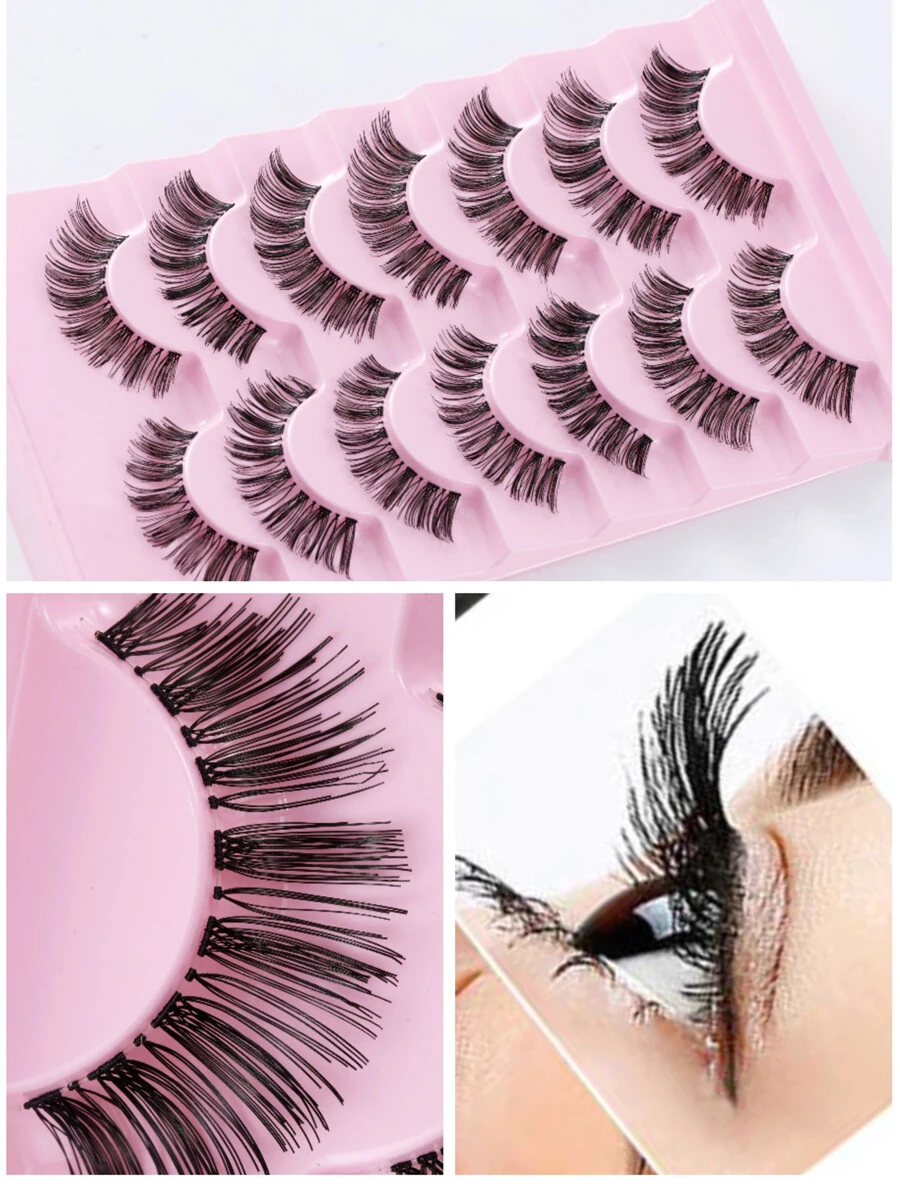 7 pares Pestañas postizas voluminizadas - Negro - Ver 1