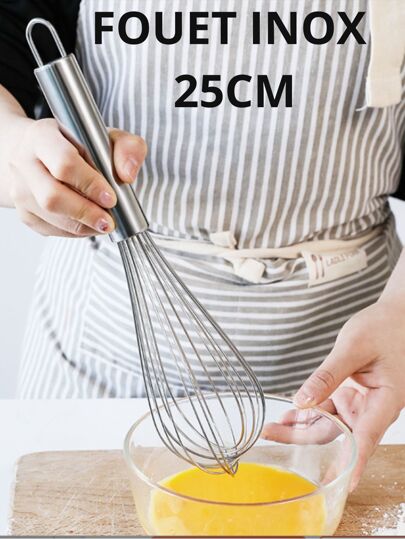 Fouet Batedor de Ovos Aço Inox 25 cm Fuê bolo Confeitaria Clara ovo