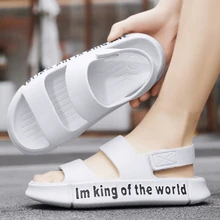 男士字母圖案休閒涼鞋,時尚涼鞋戶外