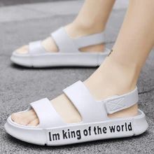 男士字母圖案休閒涼鞋,時尚涼鞋戶外