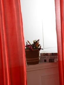 Rèm đơn màu trơn, rèm polyester nhiều kích thước hiện đại cho phòng ngủ và phòng khách - Đỏ - Xem 5
