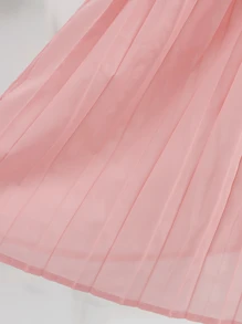 女孩素色百褶半身裙 - 粉色 - 查看 7