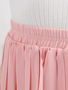 女孩素色百褶半身裙 - 粉色 - 查看 6