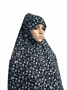 1pc Floral Print Pull On Style Hijab Boho Suitable For Daily And Festivals Abaya Accessories Valentine's Day Breathable Under Cap Valentines Veiled Clothes - Multicolor - View 8