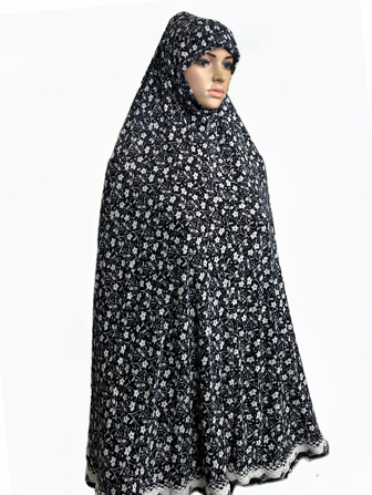 1 st Blommönster Pull On Style Hijab Boho Lämplig för Daglig Och Festivaler Abaya Tillbehör Alla Hjärtans Dag Andas Under Keps Alla hjärtans beslöjade kläder