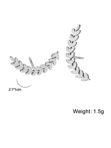 1對女性不銹鋼小麥釘與貓爪紋釘耳環,極簡時尚珠寶配件禮物