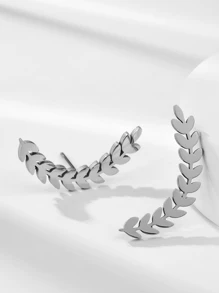 1對女性不銹鋼小麥釘與貓爪紋釘耳環,極簡時尚珠寶配件禮物