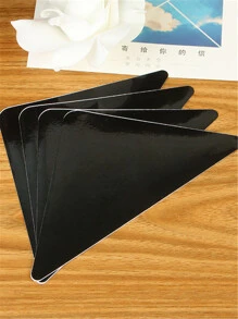 4 Cái/bộ Cao Su Hình Tam Giác & Thảm Pu Chống Trượt, Cố Định Giá Đỡ - màu đen - Xem 2