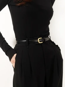 1 条女式黑色装饰牛仔裤，复古时尚，适合日常穿着，配有腰带，万圣节秋季，秋季，万圣节 - 黑色 - 查看 4