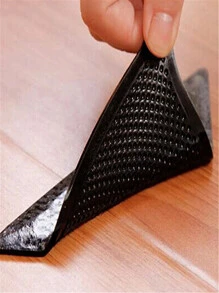 4 Cái/bộ Cao Su Hình Tam Giác & Thảm Pu Chống Trượt, Cố Định Giá Đỡ - màu đen - Xem 7