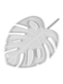 1pc Tropical Leaf Shaped DIY Silicone Mold, Creative Leaf Coaster Design Silicone Mold For DIY - White - View 4