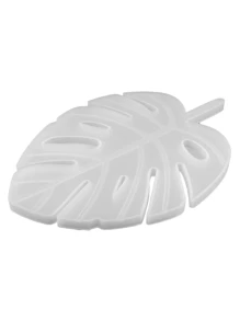 1pc Tropical Leaf Shaped DIY Silicone Mold, Creative Leaf Coaster Design Silicone Mold For DIY - White - View 5