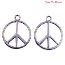 2入組21*16mm和平標誌復古銀色合金吊墜適用於項鍊,手鍊製作