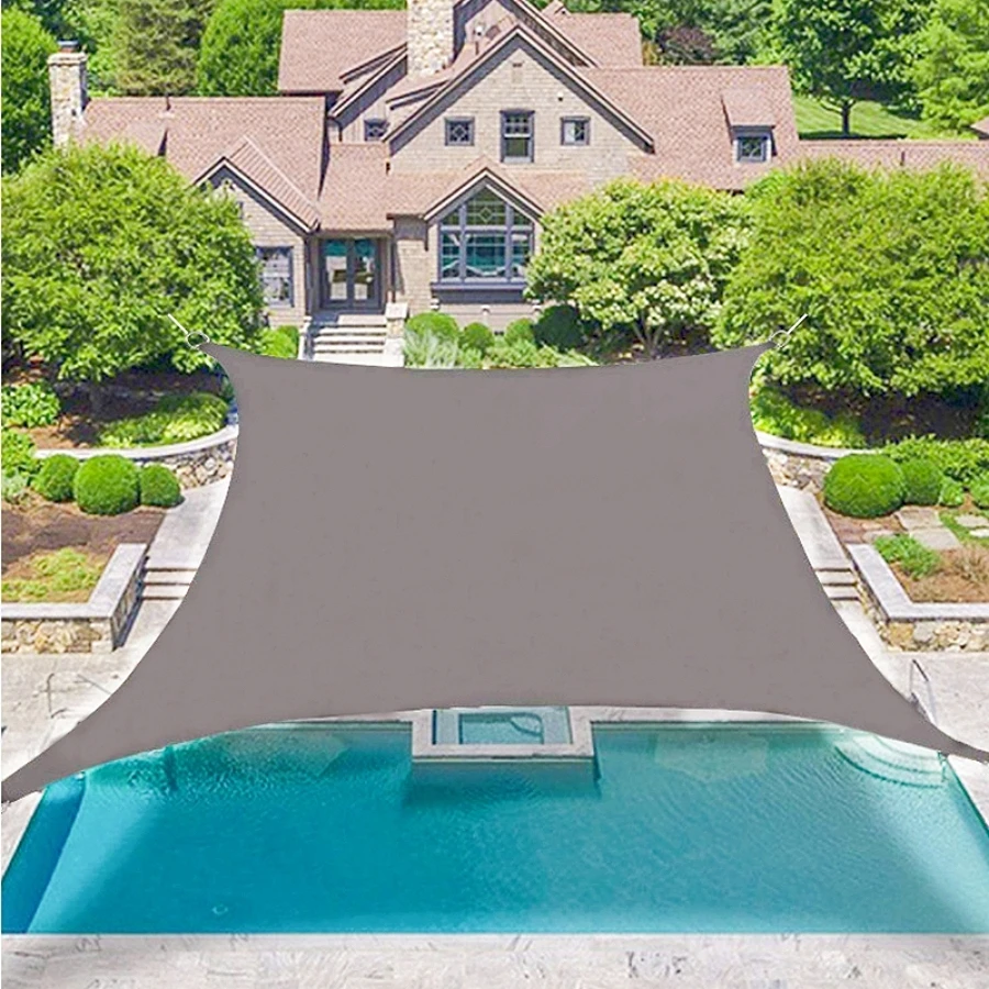 1入組灰色防水遮陽帆花園遮陽布方形長方形戶外遮陽篷陽台露台庭院游泳池停車場遮陽篷 - 灰色 - 查看 1