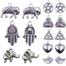 2入組21*16mm和平標誌復古銀色合金吊墜適用於項鍊,手鍊製作