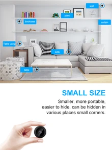 A9迷你攝像機高清2.4g Wifi網絡攝像機帶夜視、智能家居安全、移動遠程查看、運動檢測警報推送和嬰兒監視器功能 - 黑色 - 查看 7