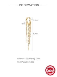1 pieza Aro con borlas y cadena sólida de plata esterlina S925 para mujeres, joyería fina para fiestas de bodas y compromisos, joyería nupcial para vacaciones - Amarillo Oro - Ver 4