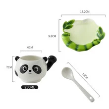 3入組/套琺瑯熊貓設計陶瓷咖啡杯子 - 彩色 - 查看 11