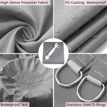 1入組灰色防水遮陽帆花園遮陽布方形長方形戶外遮陽篷陽台露台庭院游泳池停車場遮陽篷 - 灰色 - 查看 2