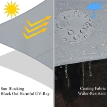 1入組灰色防水遮陽帆花園遮陽布方形長方形戶外遮陽篷陽台露台庭院游泳池停車場遮陽篷 - 灰色 - 查看 3