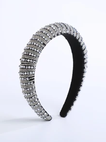 皇家1件装女士水钻装饰华丽发箍，日常装饰头饰，发箍，发圈，发饰，头带，头饰 - 銀色 - 查看 3