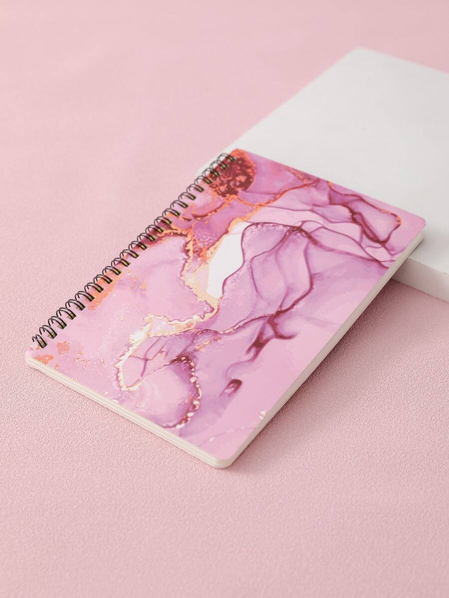 1本創意大理石紋a5便携式硬面筆記本,適用於學生和商務寫作文具 - 紫色 - 查看 1