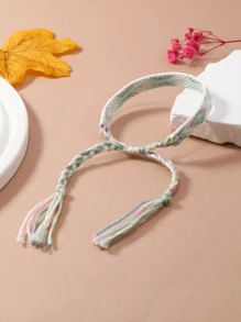 1 pieza Pulsera amistad estilo bohemio trenzado tejido cuerda - Multicolor - Ver 5