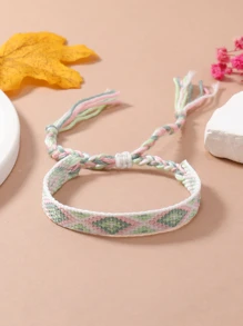 1 pieza Pulsera amistad estilo bohemio trenzado tejido cuerda - Multicolor - Ver 3