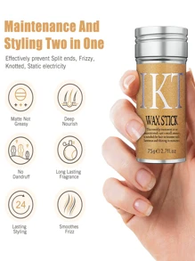 Juego de 7 piezas - 1 pieza Barra de cera para el cabello para bordes y pelucas, 2 piezas Cepillo para cepillar el cabello, 2 piezas Peine con punta para peinar el cabello, 2 piezas bandas elásticas para los bordes de las pelucas para mujeres - Negro - Ver 3