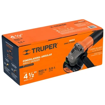 Esmeriladora angular 4-1/2" 800 W, profesional, Truper esma-4-1/2a9