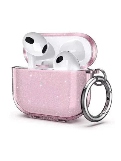 苹果 Baby Pink 粉色纯色简约粉小巧悬挂式 Tpu 耳机保护壳 兼容 AirPods1/2 AirPods Pro
