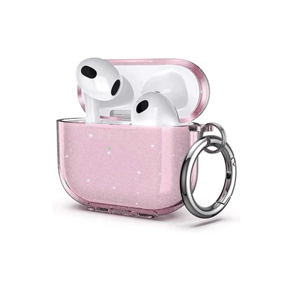 苹果 Baby Pink 粉色纯色简约粉小巧悬挂式 Tpu 耳机保护壳 兼容 AirPods1/2 AirPods Pro