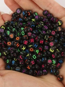 100顆亞克力字母珠字母珠字母珠手鍊和珠寶製作 - 彩色 - 查看 2