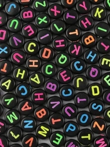 100顆亞克力字母珠字母珠字母珠手鍊和珠寶製作 - 彩色 - 查看 1