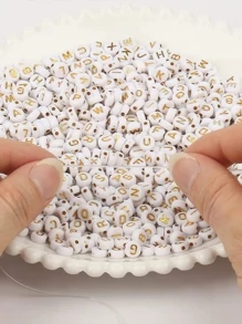 100顆亞克力字母珠字母珠字母珠手鍊和珠寶製作 - 彩色 - 查看 3