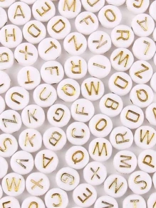 100顆亞克力字母珠字母珠字母珠手鍊和珠寶製作 - 彩色 - 查看 1